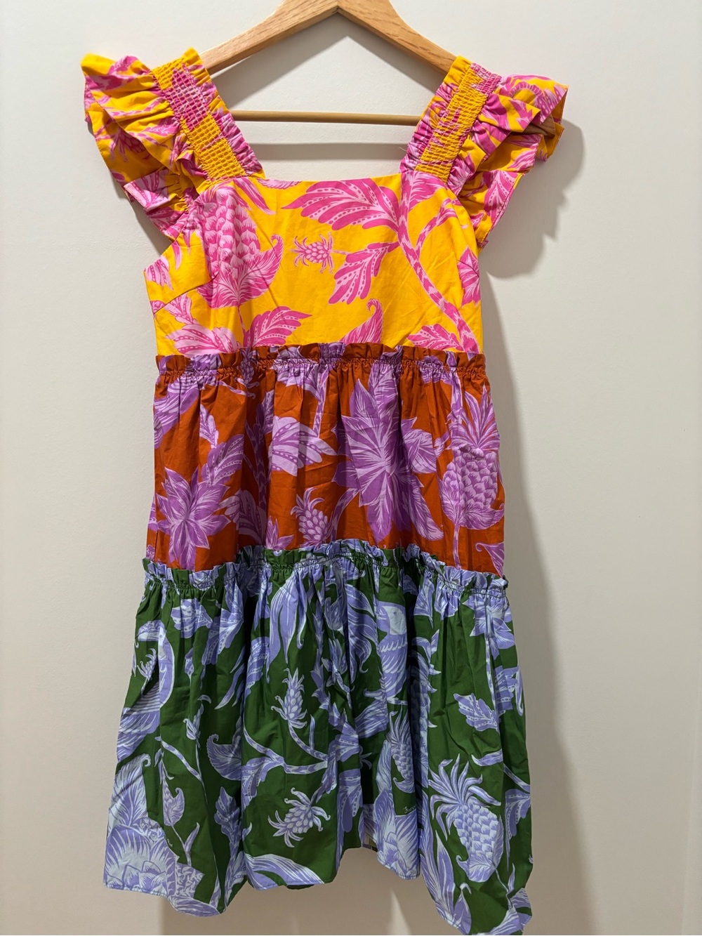 FARM Rio Women’s Tropical Mixed Print Cotton Sundress Size Med Beach Resort Boho